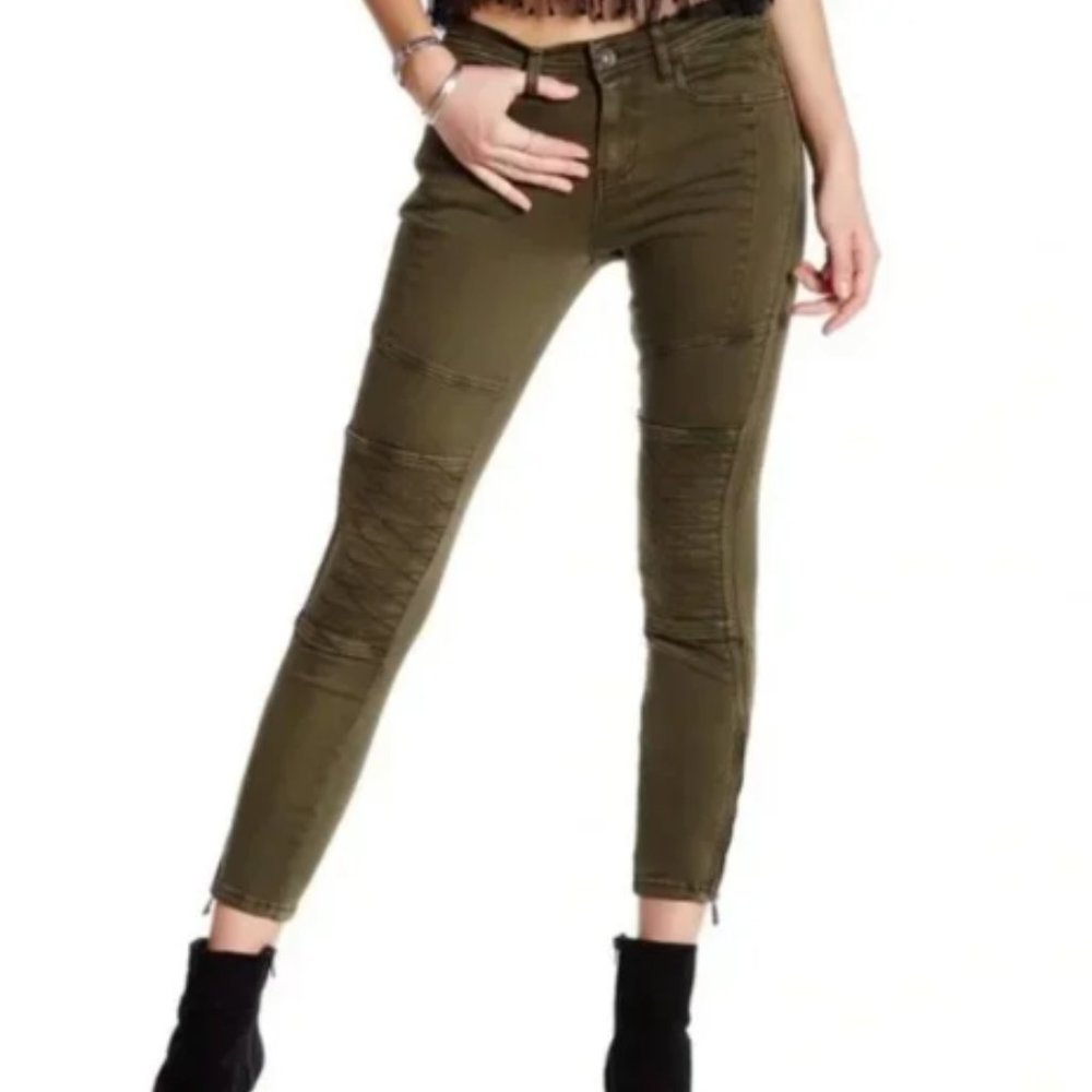 Joe Fresh Moto Pant Ultra Slim Stretch Army Green SZ 10/30 NEW